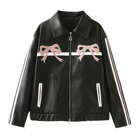 Black Jacket with Pink Bows